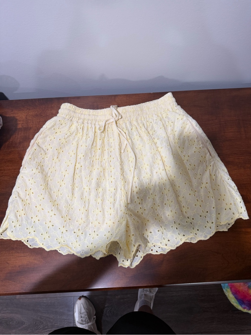 Mable Yellow Eyelet Drawstring Shorts